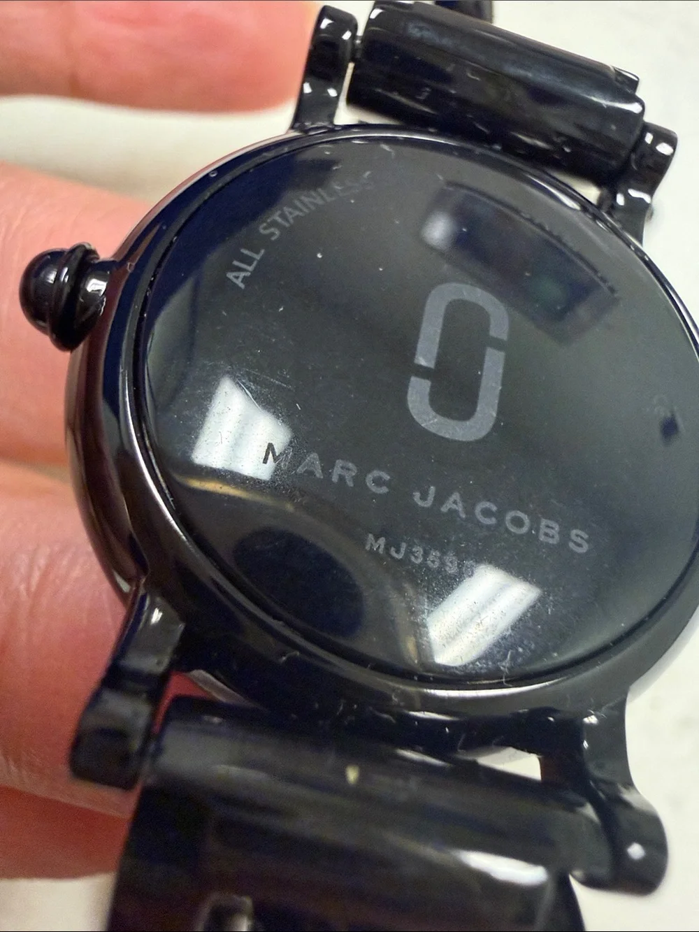 Marc Jacobs Black and Gold Accent Chain-Link Watch